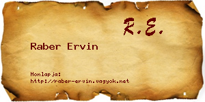 Raber Ervin névjegykártya