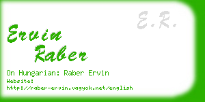 ervin raber business card